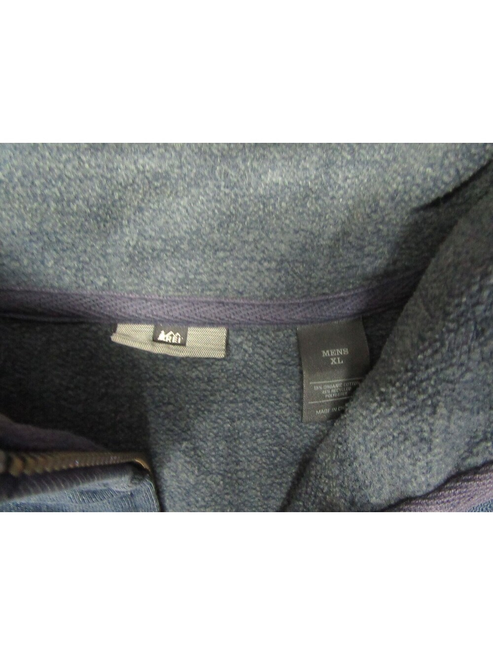REI Full Zip Men's Mock Neck XL Sweater Navy Blue Long Sleeve Fleece - Picture 2 of 4